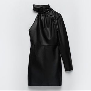 100% Sheep Leather Asymmetric Dress